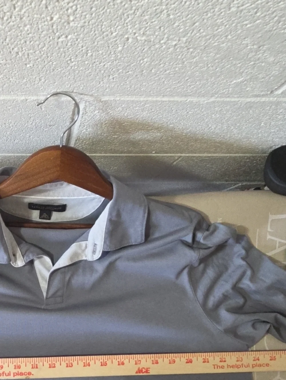Banana Republic Pima Cotton Men Long Sleeve Polo Shirt Gray Size XL
